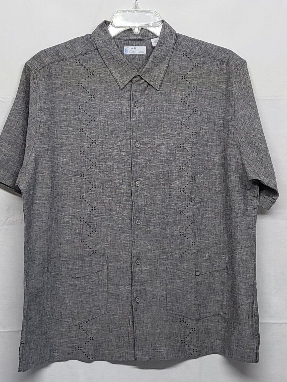 Cafe Luna Mens Shirt Linen Viscose XL Short Sleeve Button Up Vacation Breathable
